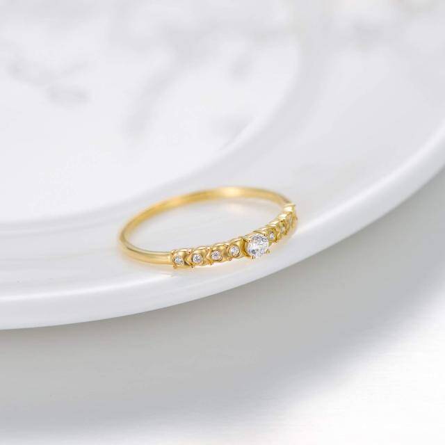 Sterling Silber mit Gelbgold plattiert Zirkonia & Diamant Ring-5