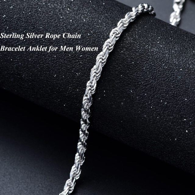 Pulseira de corrente de prata esterlina -3