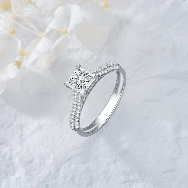 14K White Gold Princess-square Shaped Moissanite Engagement Ring-2