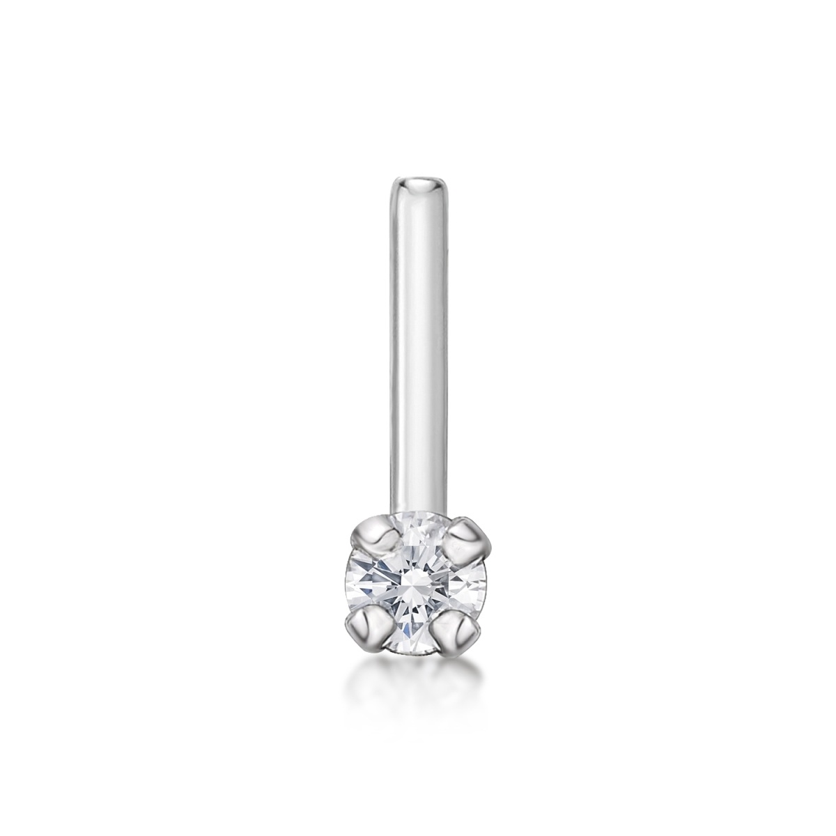 Anillo Nariz Diamante Forma Circular Oro Blanco 14K-1