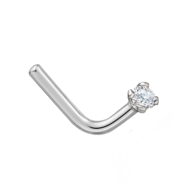 14K White Gold Circular Shaped Diamond Nose Ring-2