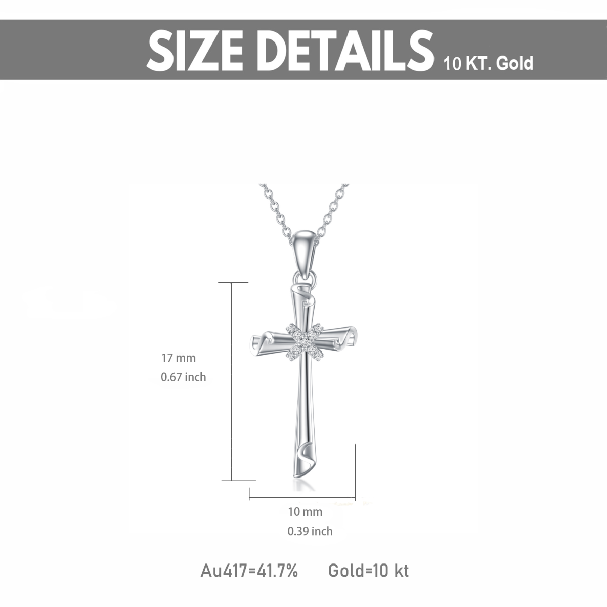 Sterling Silver 5A Grade Austria Zircon Cross Pendant Necklace-6