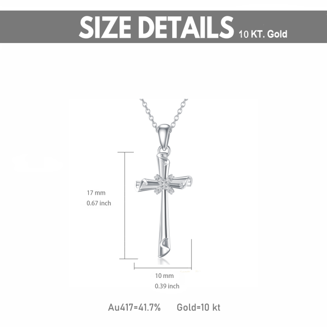 Sterling Silver 5A Grade Austria Zircon Cross Pendant Necklace-5