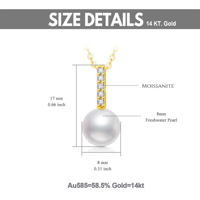 14K Gold Diamond & Pearl Pendant Necklace-4