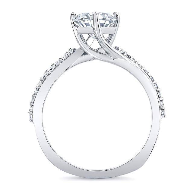 9K White Gold Cubic Zirconia Couple Engagement Ring-2