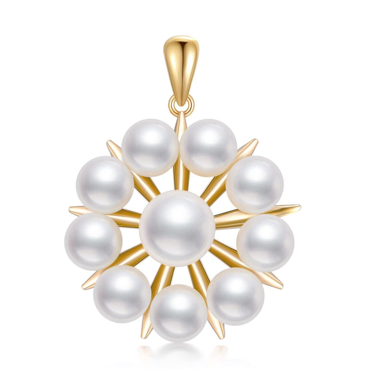 14K Gold Circular Shaped Pearl Pendant Charms-1