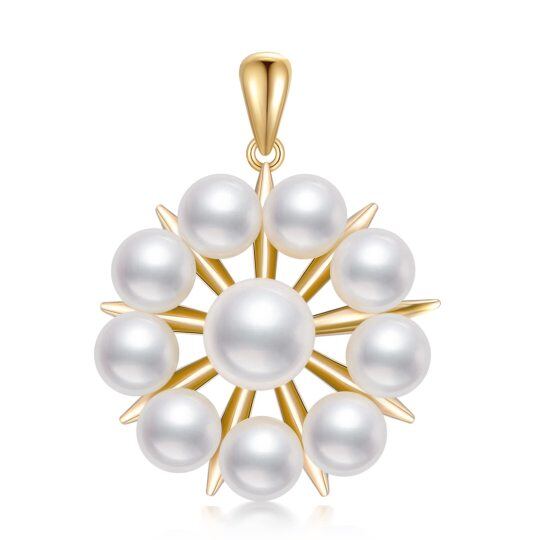 14K Gold Circular Shaped Pearl Pendant Charms