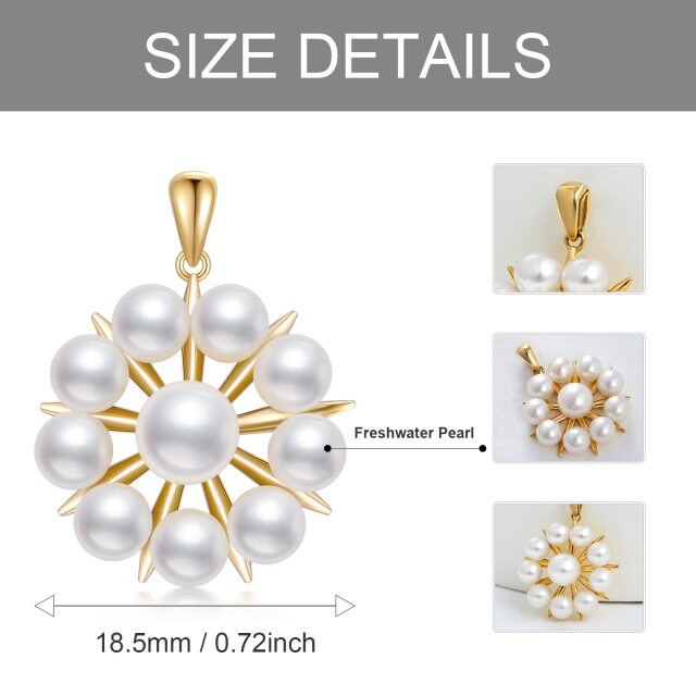 14K Gold Circular Shaped Pearl Pendant Charms-4