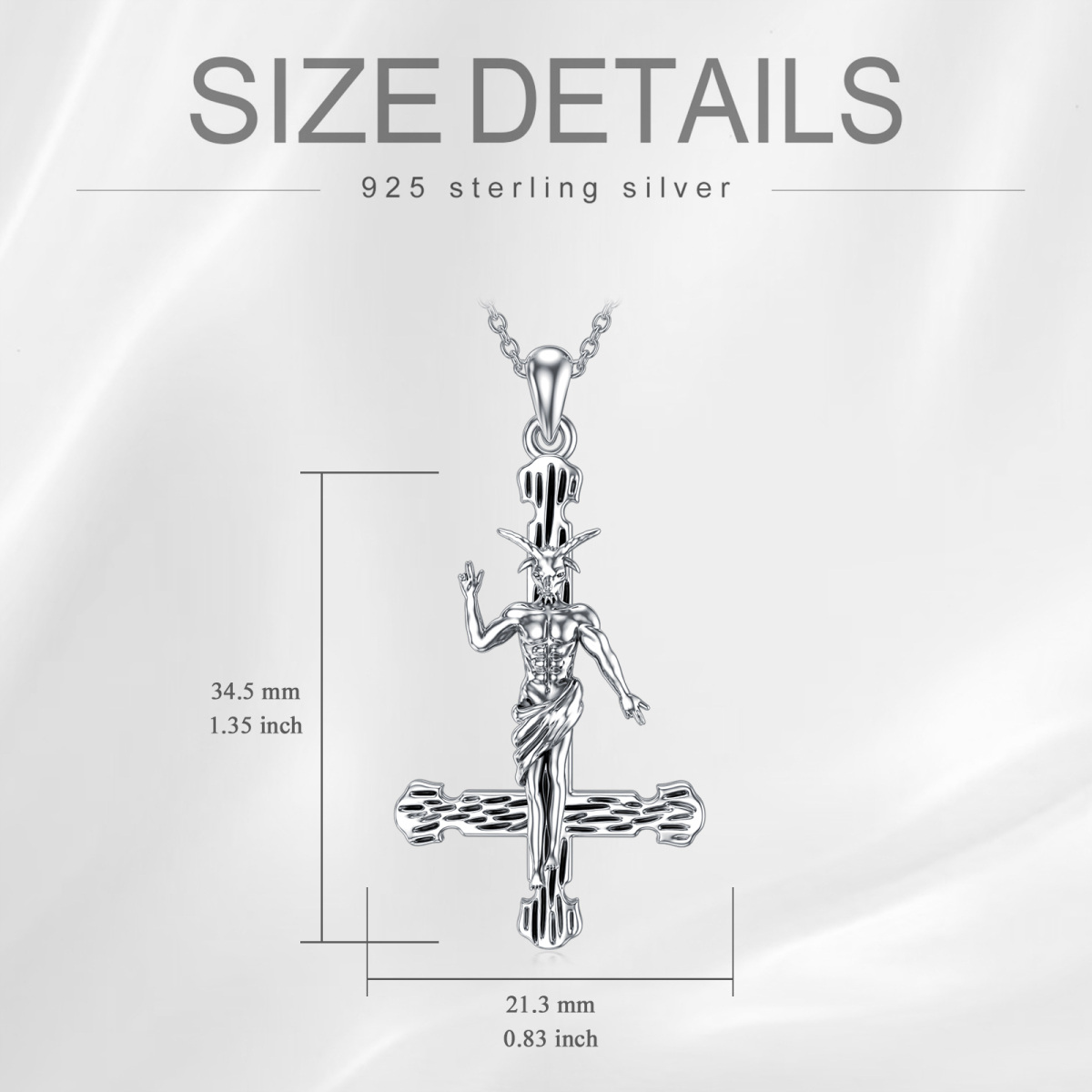 Sterling Silver Cross & Satanic Goat Pendant Necklace-5