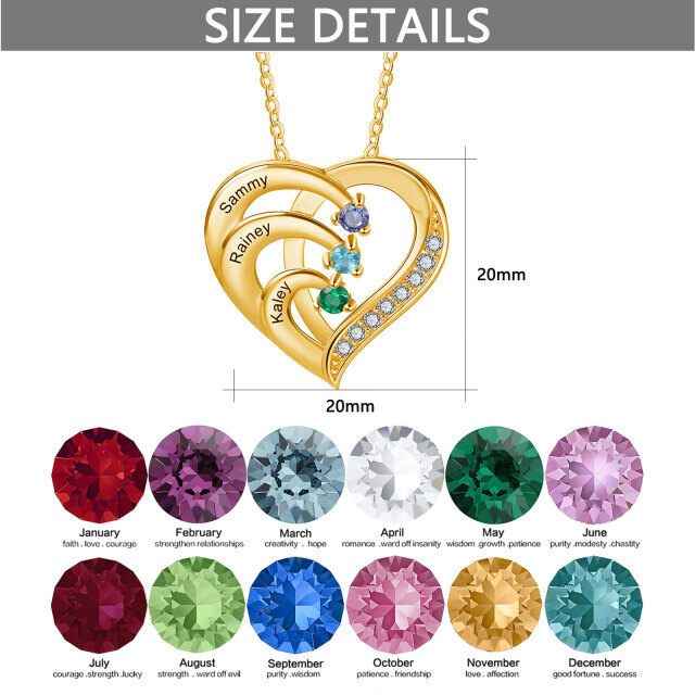 14K Gold Circular Shaped Crystal & Cubic Zirconia Heart Pendant Necklace-4