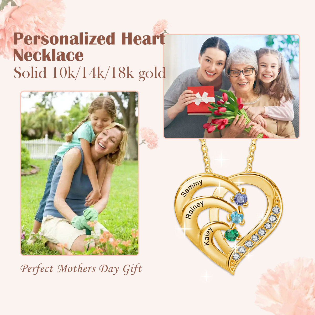 14K Gold Circular Shaped Crystal & Cubic Zirconia Heart Pendant Necklace-5