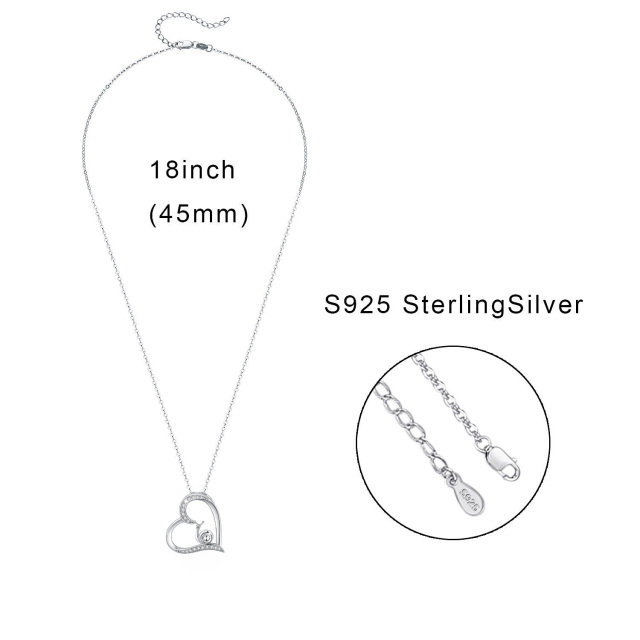 Sterling Silber mit Rose vergoldet Runde Zirkon Herz Kabel Kette Halskette-3