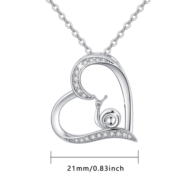 Sterling Silver with Rose Gold Plated Round Zircon Heart Cable Chain Necklace-2