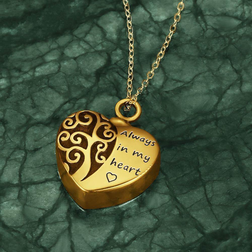 Sterling Silber mit Rose vergoldet Baum des Lebens Herz personalisierte Foto Urne Halskette für Asche mit eingraviertem Wort-4