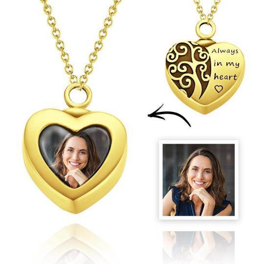 Personalized 14k Gold Plated Photo Necklace Urn Necklace Cremation Jewelry for Ashes