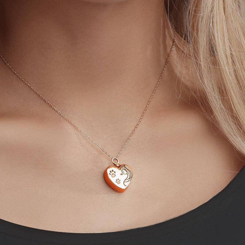 Sterling Silver with Rose Gold Plated Paw Urn Necklace for Ashes-6