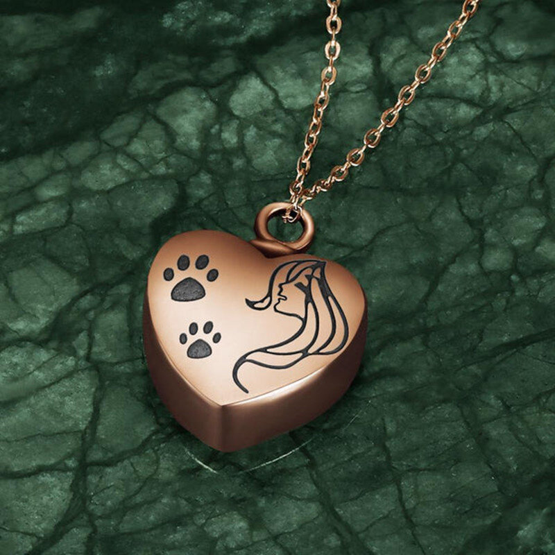 Sterling Silver with Rose Gold Plated Paw Urn Necklace for Ashes-5