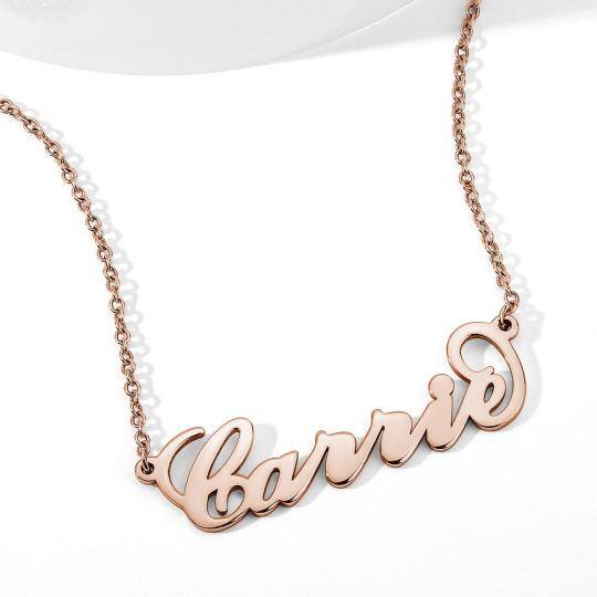 Sterling Silver with Rose Gold Plated Personalized Classic Name Pendant Necklace