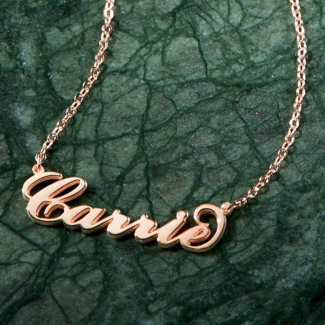 Sterling Silver with Rose Gold Plated Personalized Classic Name Pendant Necklace-2