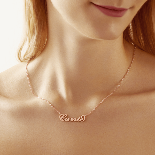 Sterling Silver with Rose Gold Plated Personalized Classic Name Pendant Necklace-2