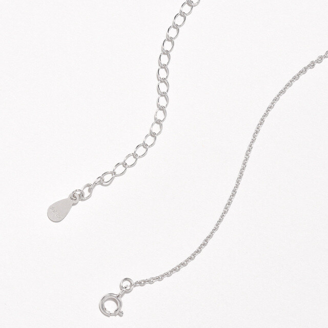 Sterling Silber Kreisförmige Halskette mit personalisiertem Geburtsstein-Anhänger aus Zirkonia-4