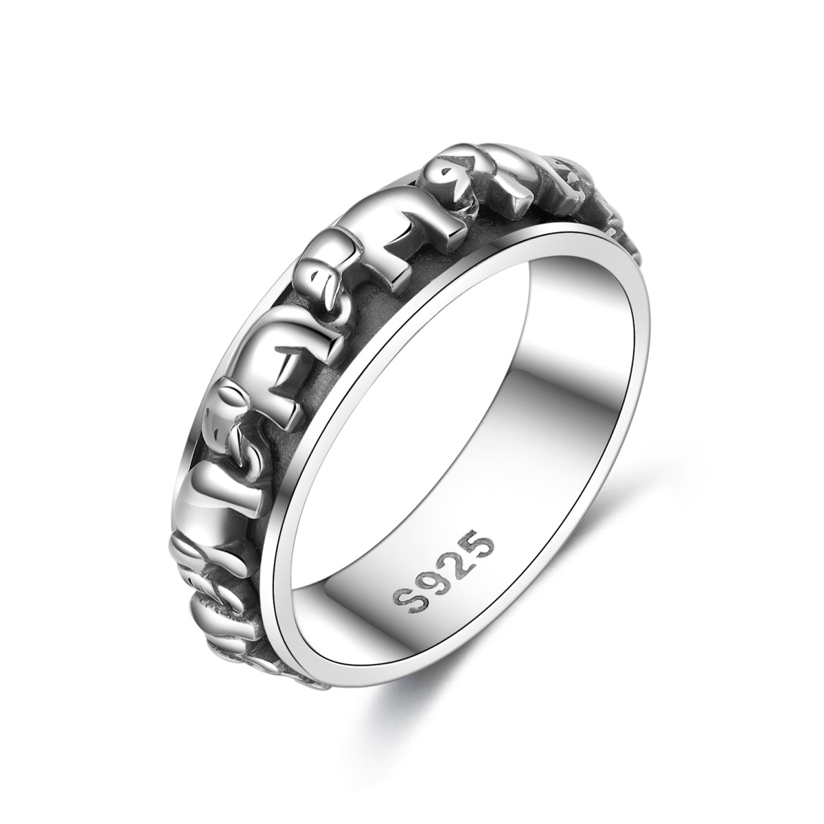 Sterling Silber Elefant Ring-1