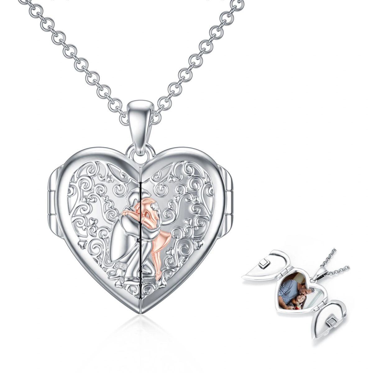 Collier personnalisé avec médaillon photo en argent sterling en forme de cœur pour père et fille, cadeau de vacances-1