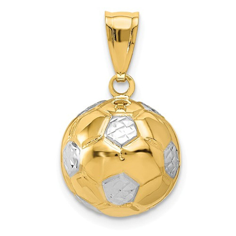 14K White Gold & Yellow Gold Football Pendant Charms for Men-1