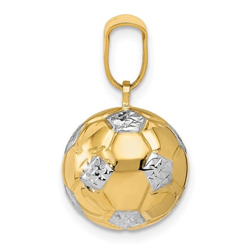 14K White Gold & Yellow Gold Football Pendant Charms for Men-2