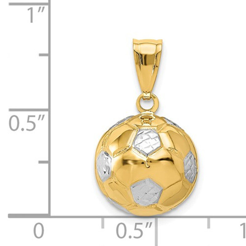 14K White Gold & Yellow Gold Football Pendant Charms for Men-3