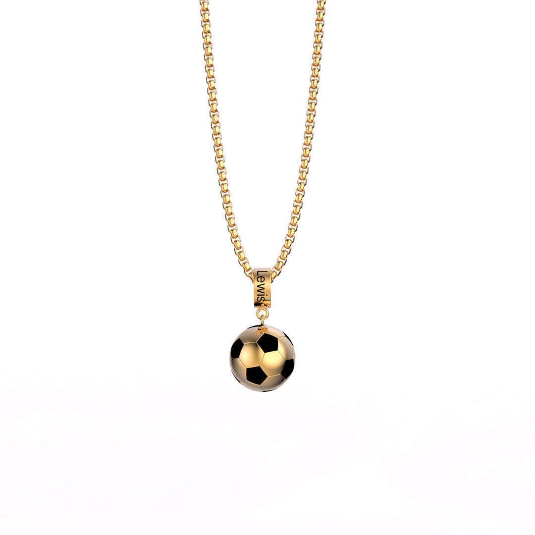 Sterling Silver with Yellow Gold Plated Personalized Engraving & Football Pendant Necklace for Men-1