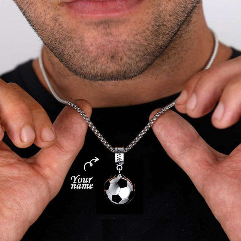 Sterling Silver with Yellow Gold Plated Personalized Engraving & Football Pendant Necklace for Men-3