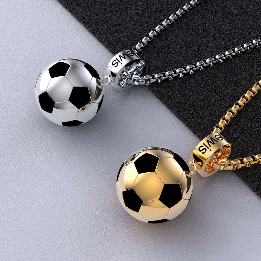 Sterling Silver with Yellow Gold Plated Personalized Engraving & Football Pendant Necklace for Men-4