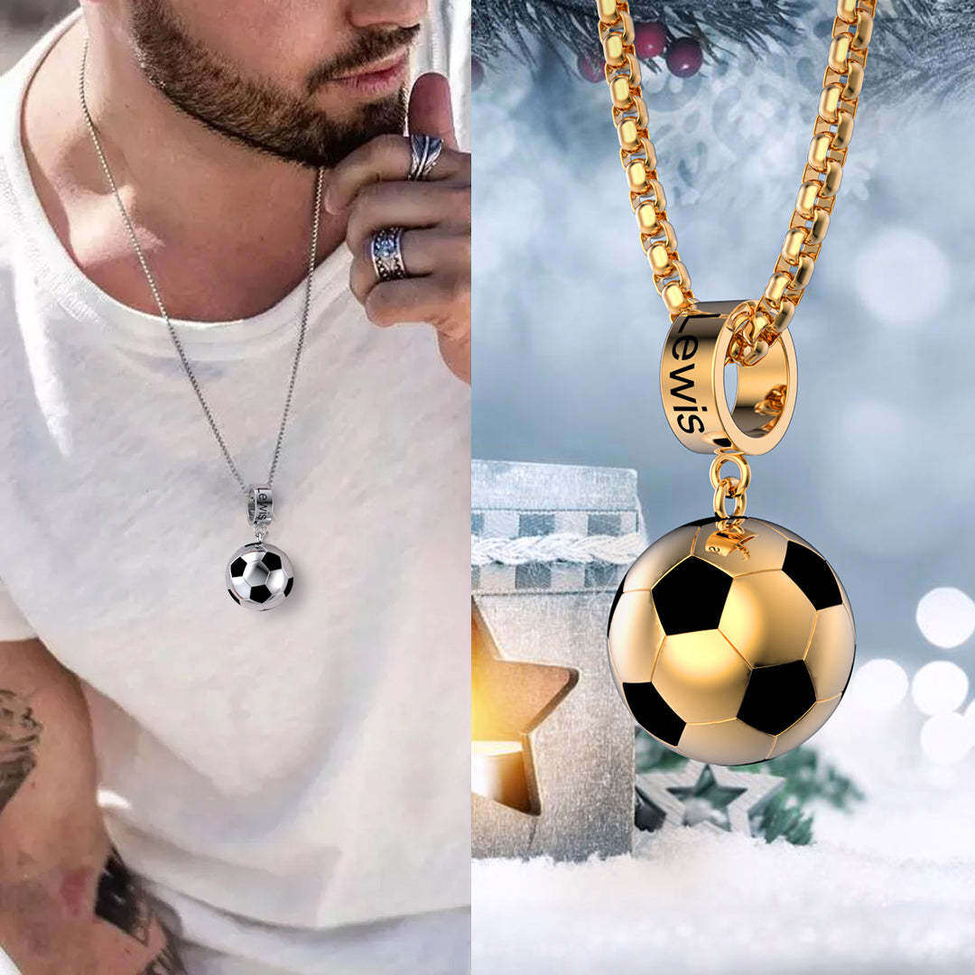 Sterling Silver with Yellow Gold Plated Personalized Engraving & Football Pendant Necklace for Men-2