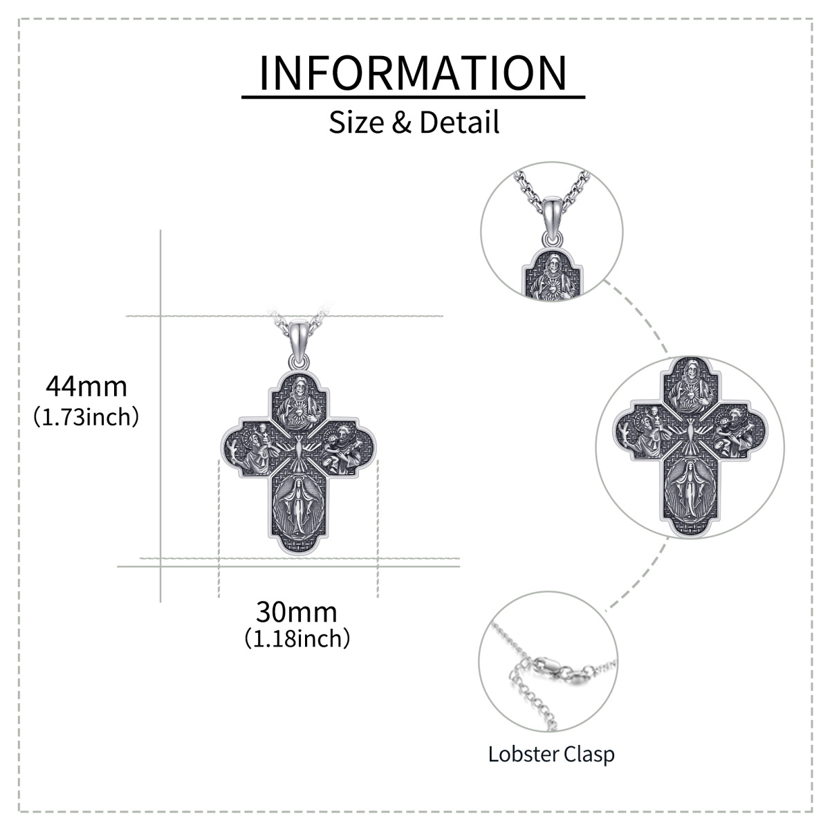 Sterling Silber Kreuz & Saint Christopher Anhänger Halskette-6