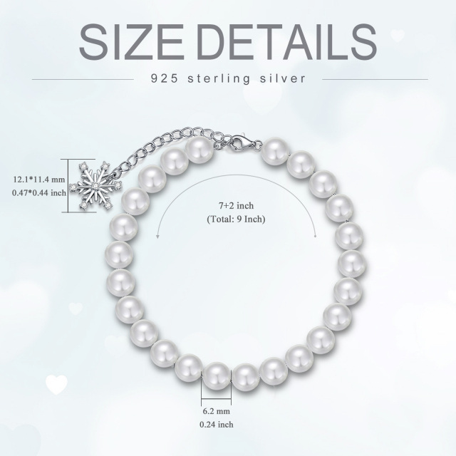 Sterling Silver Round Pearl Round Metal Beads Bracelet-2