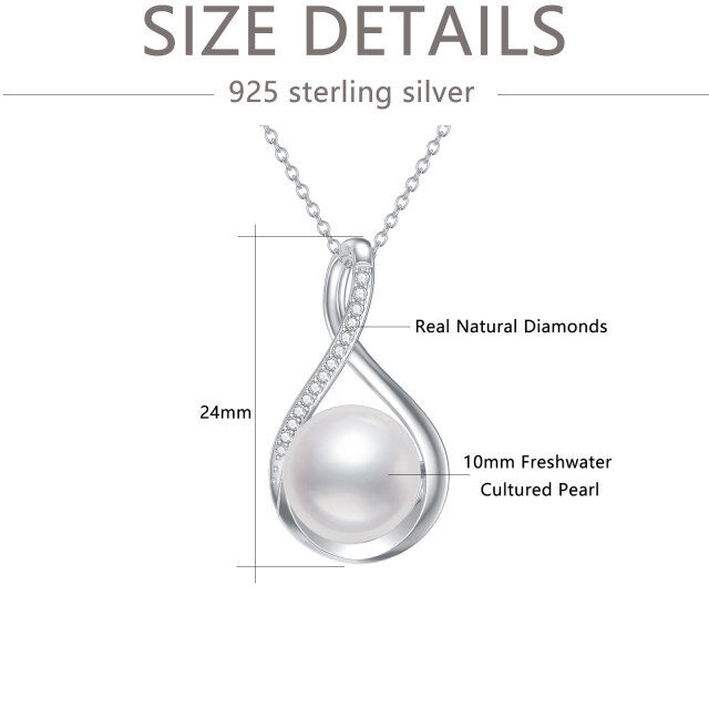 Sterling Silber Runde Perle Unendlichkeit Symbol Anhänger Halskette-4