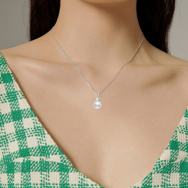 Halskette aus Sterlingsilber, 46,7 cm lange Verlängerungskette mit runden Perlen-1