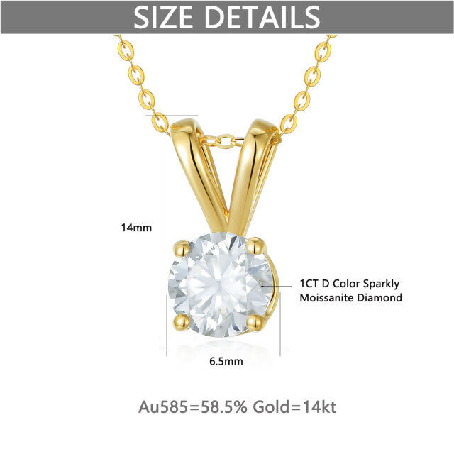 14K Gold Circular Shaped Moissanite Pendant Necklace-5