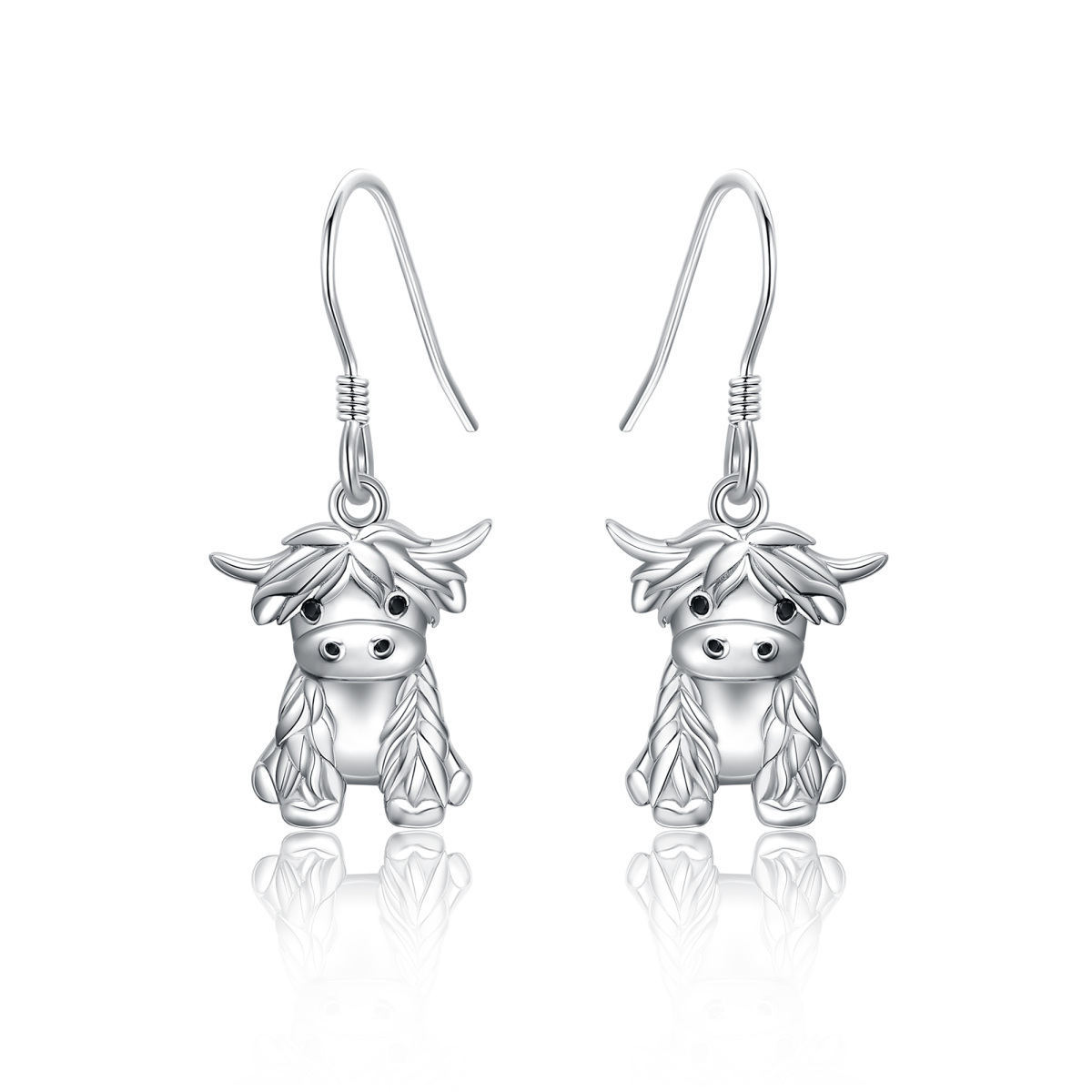 Sterling Silver Cow Drop Earrings-1