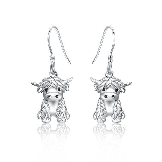 Orecchini a goccia di mucca in argento sterling