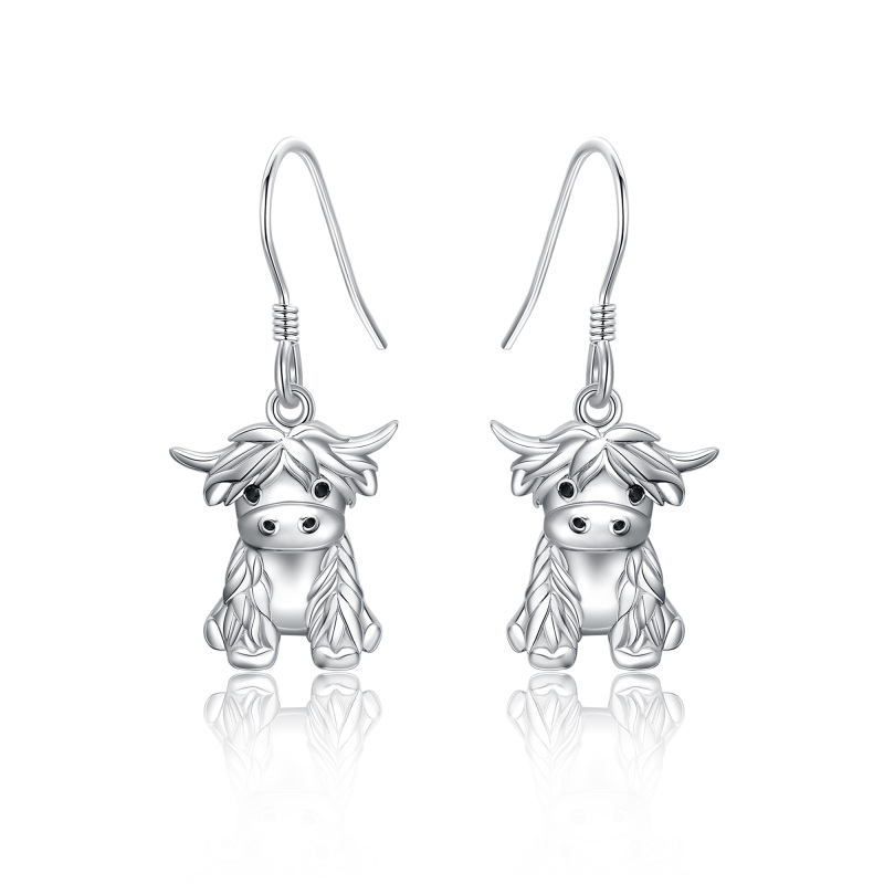 Sterling Silver Cow Drop Earrings