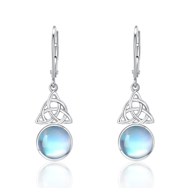 Boucles d'oreilles en pierre de lune avec nœud celtique S925 Boucles d'oreilles en pierre de lune en argent sterling Bijoux Cadeaux pour femmes-0