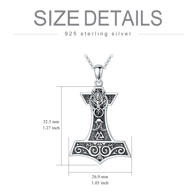 Sterling Silver Thor's Hamme Pendant Necklace for Men-4