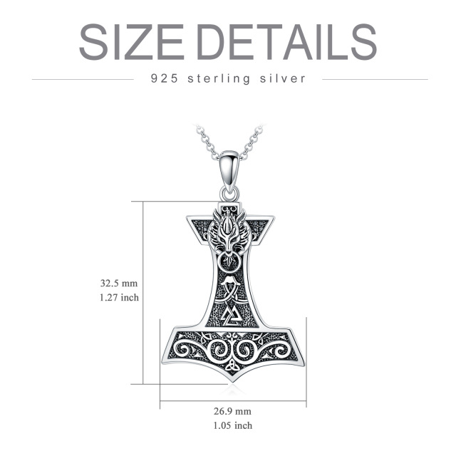 Collier en argent sterling à pendentifs Thor's Hamme pour hommes-4