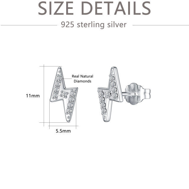 Sterling Silver Circular Shaped Diamond Lightning Stud Earrings-5