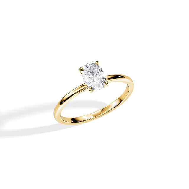 10K Gold Oval Moissanite Oval Shaped Engagement Ring-5
