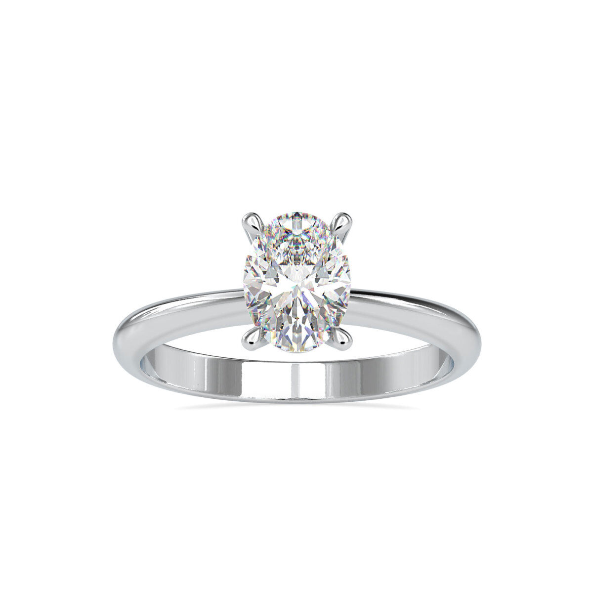 Personalized 1ct 10K White Gold Solitaire Oval Cut Moissanite Engagement Ring For Women-1