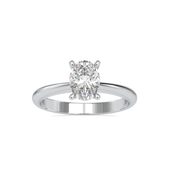 Personalized 1ct 10K White Gold Solitaire Oval Cut Moissanite Engagement Ring For Women