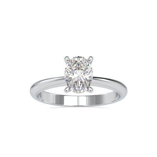 Anel de noivado personalizado de moissanite com corte oval em ouro branco 1ct 10K para mulheres